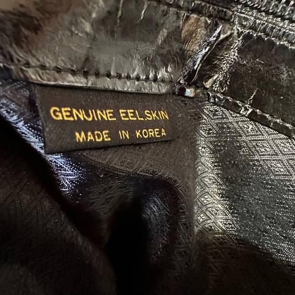 Vintage Eel Skin Clutch Shoulder Bag with Removable Strap - Picture 6 of 8